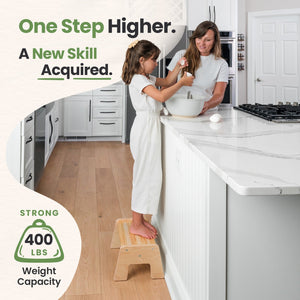 1-Step Wooden Stool for Kids, perfect for potty training and reaching high places, shown at angle 17.