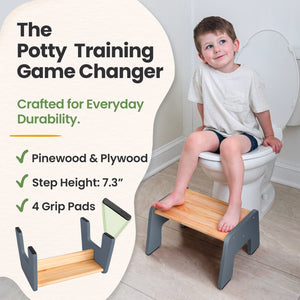 1-Step Wooden Stool for Kids, multi-purpose potty training aid, shown from angle 4.