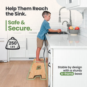 2-Step Wooden Stool for Toddlers Ages 2+