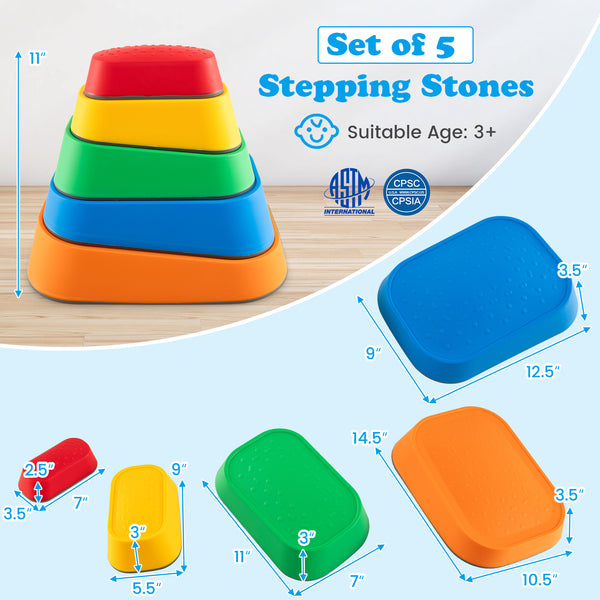 Stepping Stone for Kids 5Pcs Non-Slip Toddler River Stone Set