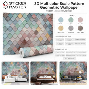 3D Multicolor Scale Wallpaper Mural for Modern Walls by Sticker Master