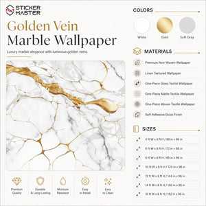 Golden Vein Marble Wallpaper Mural | Luxury Gold Stone Decor