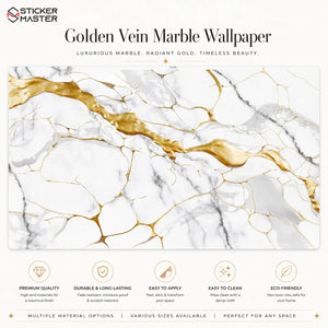 Golden Vein Marble Wallpaper Mural | Luxury Gold Stone Decor