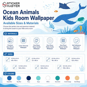 Ocean Animals Kids Room Wallpaper Mural by Sticker Master