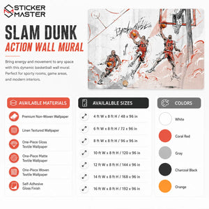 Slam Dunk Action Wall Mural | Basketball Sports Wallpaper