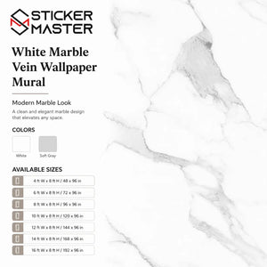 White Marble Vein Wallpaper Mural | Modern Wall Decor for Homes