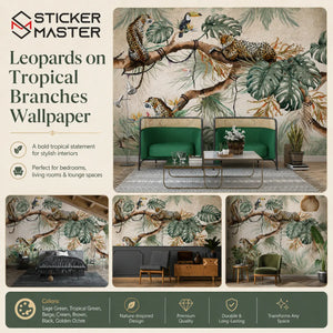 Leopards on Tropical Branches Wallpaper Mural by Sticker Master