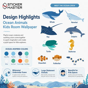 Ocean Animals Kids Room Wallpaper Mural by Sticker Master