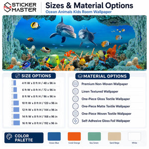 Underwater Dolphin Adventure Kids Room Wallpaper Mural by Sticker Master