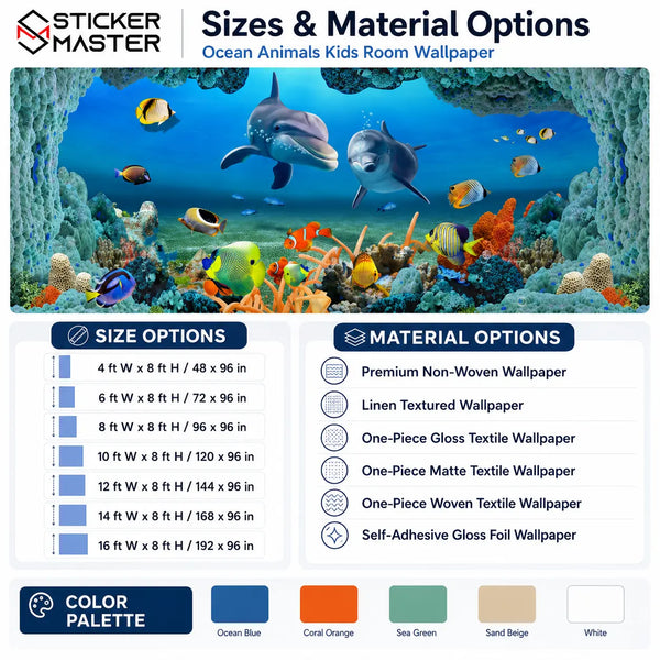 Underwater Dolphin Adventure Kids Room Wallpaper Mural by Sticker Master