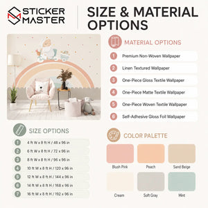 Baby Beige Rainbow Wainscot Nursery Wall Mural by Sticker Master