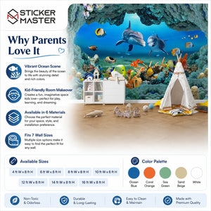 Underwater Dolphin Adventure Kids Room Wallpaper Mural by Sticker Master