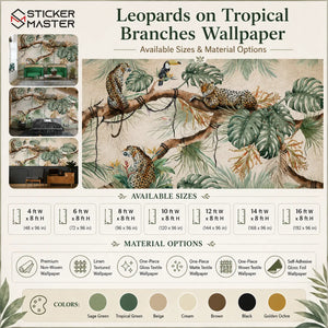 Leopards on Tropical Branches Wallpaper Mural by Sticker Master