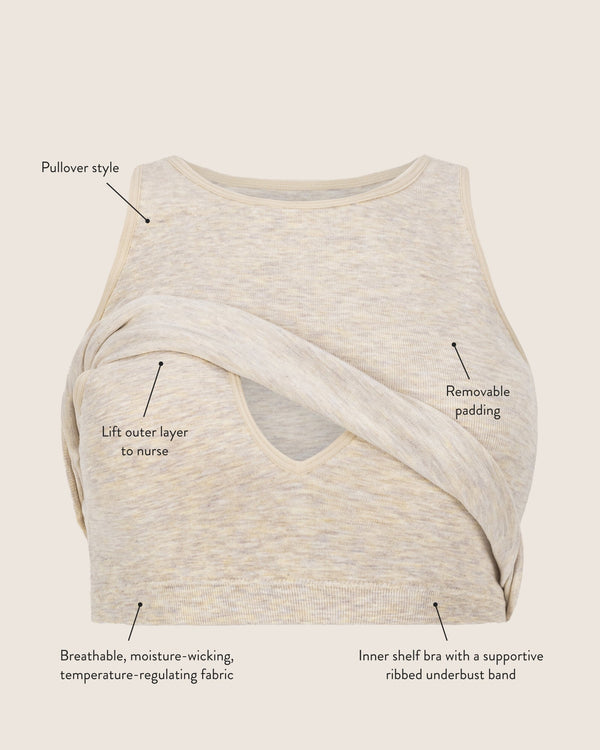 Sublime® Bamboo Maternity & Nursing Longline Bra Top | Navy