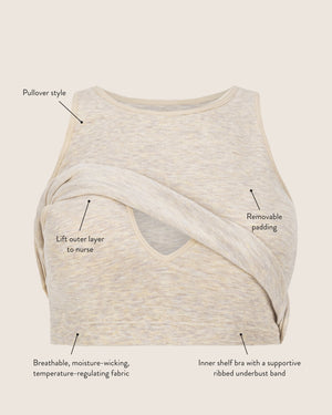 Sublime® Bamboo Maternity & Nursing Longline Bra Top | Black
