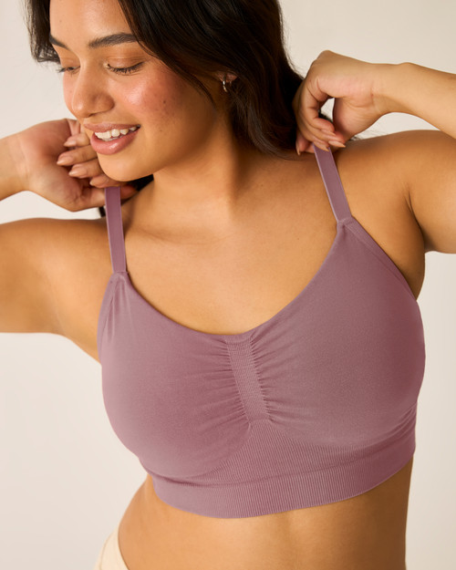 Sublime® Bamboo Hands-Free Pumping Lounge & Sleep Bra in Twilight - Comfortable and versatile for nursing moms.