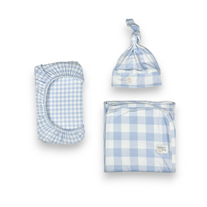 Dusty blue bamboo newborn nest from Sunday Picnic, perfect for cozy and stylish baby naps.