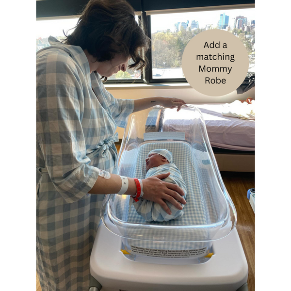 Dusty blue bamboo newborn nest from Sunday Picnic, perfect for cozy and stylish baby resting.