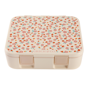 3 Compartment Leakproof Lunchbox in Sunset Meadow design for kids' meals and snacks.