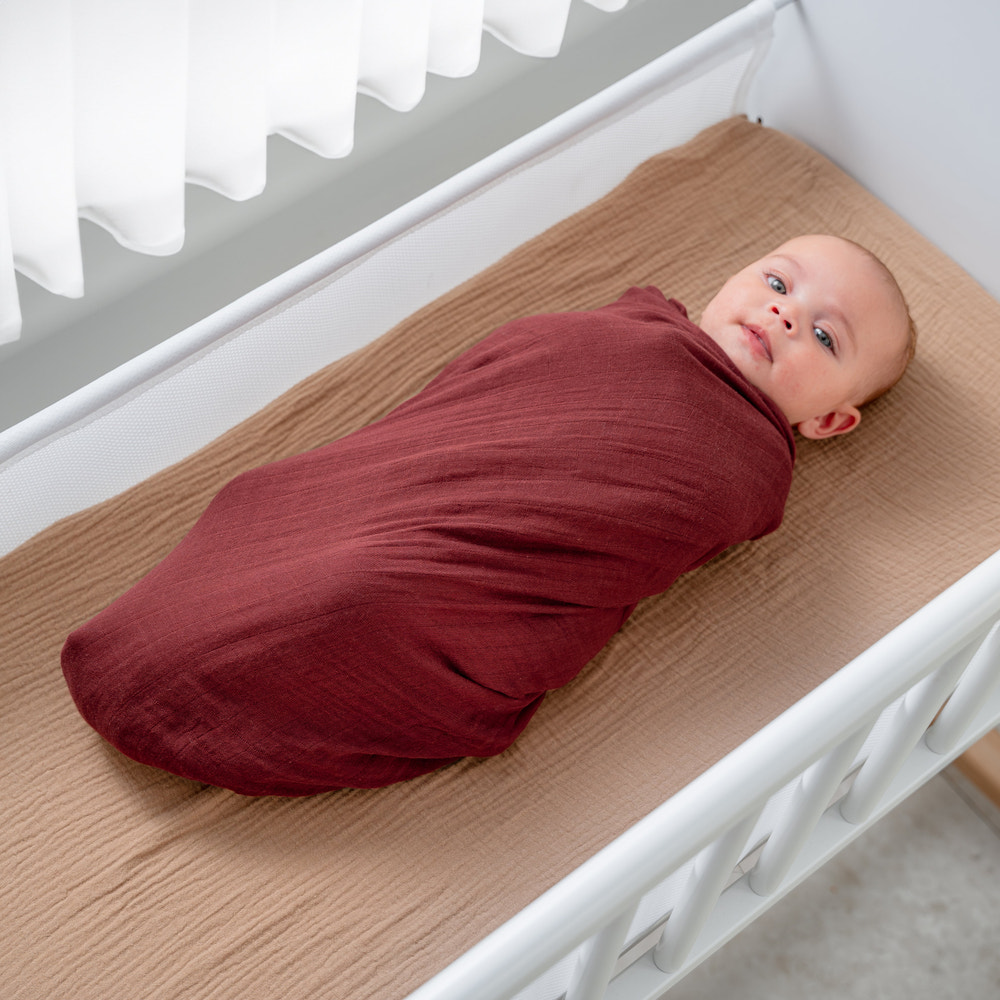 Muslin Swaddle Blanket in Wine, 1 Pack