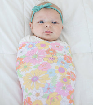 Buttery Soft and Stretchy Swaddle Blanket - Retro Floral