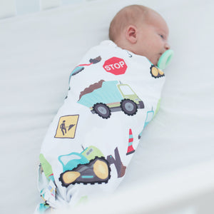 Buttery Soft and Stretchy Swaddle Blanket - Construction Trucks