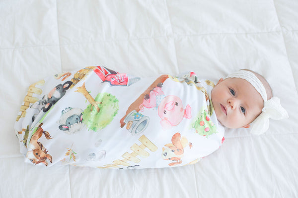 Buttery Soft and Stretchy Swaddle Blanket - Farm Animals