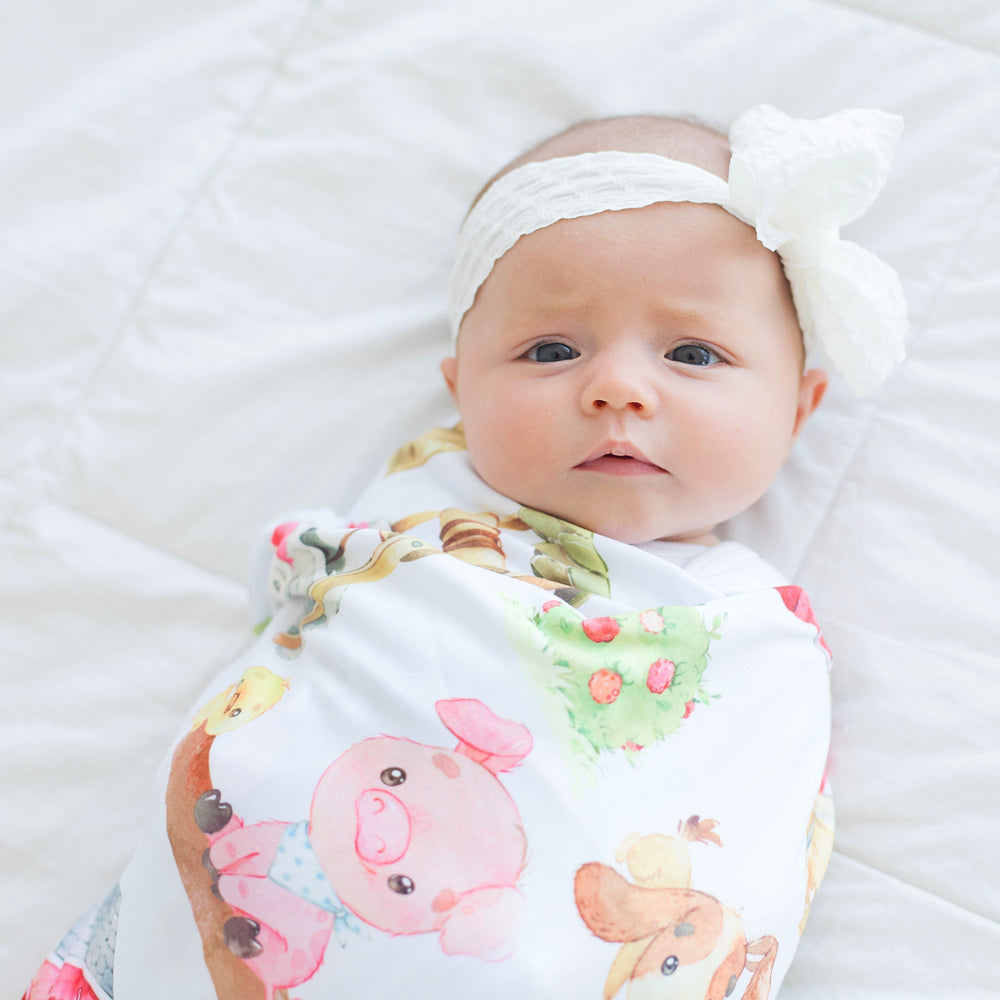 Buttery Soft and Stretchy Swaddle Blanket - Farm Animals