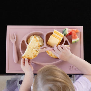 ezpz Happy Mat all-in-one placemat plate suctions to table