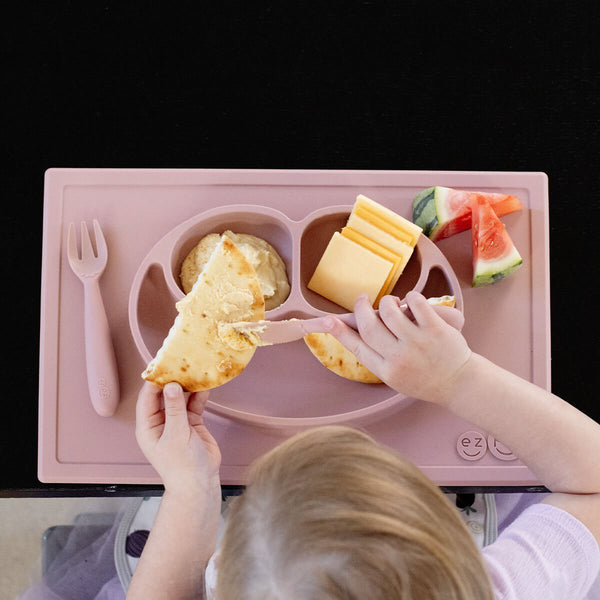 ezpz Happy Mat all-in-one placemat plate suctions to table