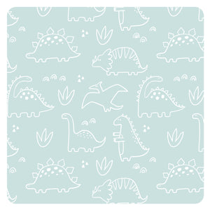 Dino Friends Sage Bapron for preschoolers on sale, angled view showcasing fun dinosaur design.