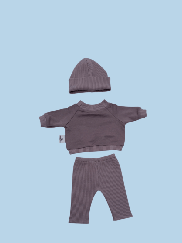 Doll Clothes | Doll Sweatshirt Set w/ Beanie - Lavender (11" & 13" dolls)