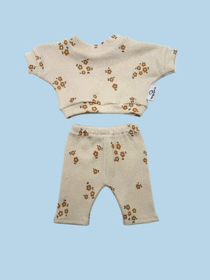 Doll Clothes | Doll Sweatshirt Set - Caramel Petals (11" - 14" dolls)