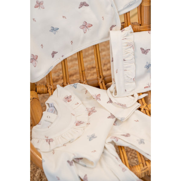 SYRINE | Girls White Cotton Butterfly Print  All-in-One