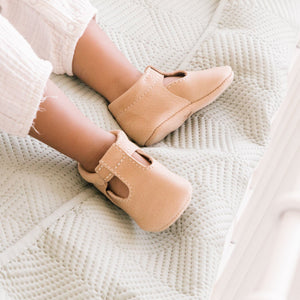Weathered Brown T-Bar Baby Shoe at angle 4, perfect for stylish and comfortable infant footwear.