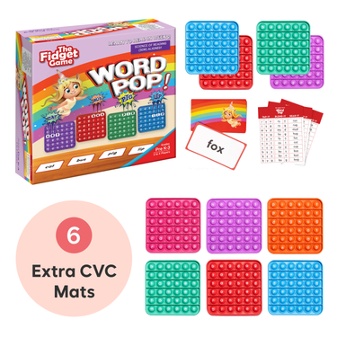"Word Pop toy set with extra CVC mats for fun learning and playtime for babies and toddlers."