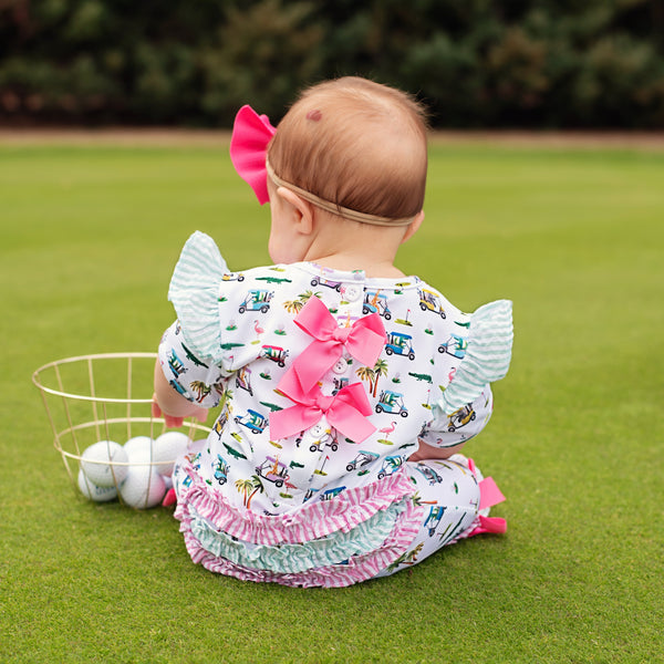 The Palms Girls Golf Romper - MOOGCO Baby