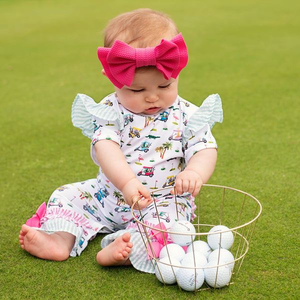 The Palms Girls Golf Romper - MOOGCO Baby