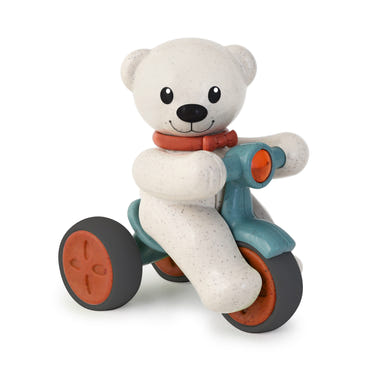 Push and Go Teddy by TOLO - a colorful early learning toy for babies, promoting motor skills and imaginative play.