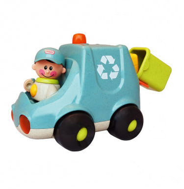"First Friends Garbage Truck toy for imaginative play, perfect for toddlers and preschoolers."