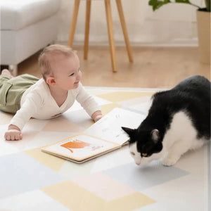 Tiny Land® Double-Sided Baby Playmat featuring Urban Zoo Adventure design, perfect for safe playtime.