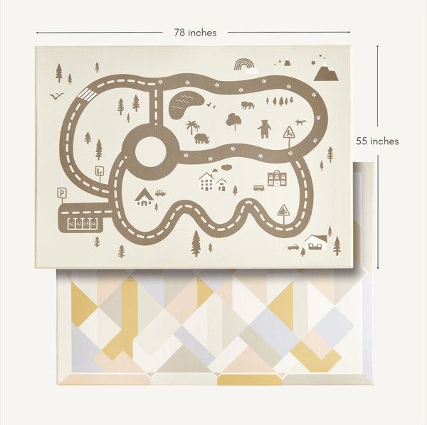 Tiny Land® Double-Sided Baby Playmat featuring Urban Zoo Adventure design, perfect for playtime and exploration.
