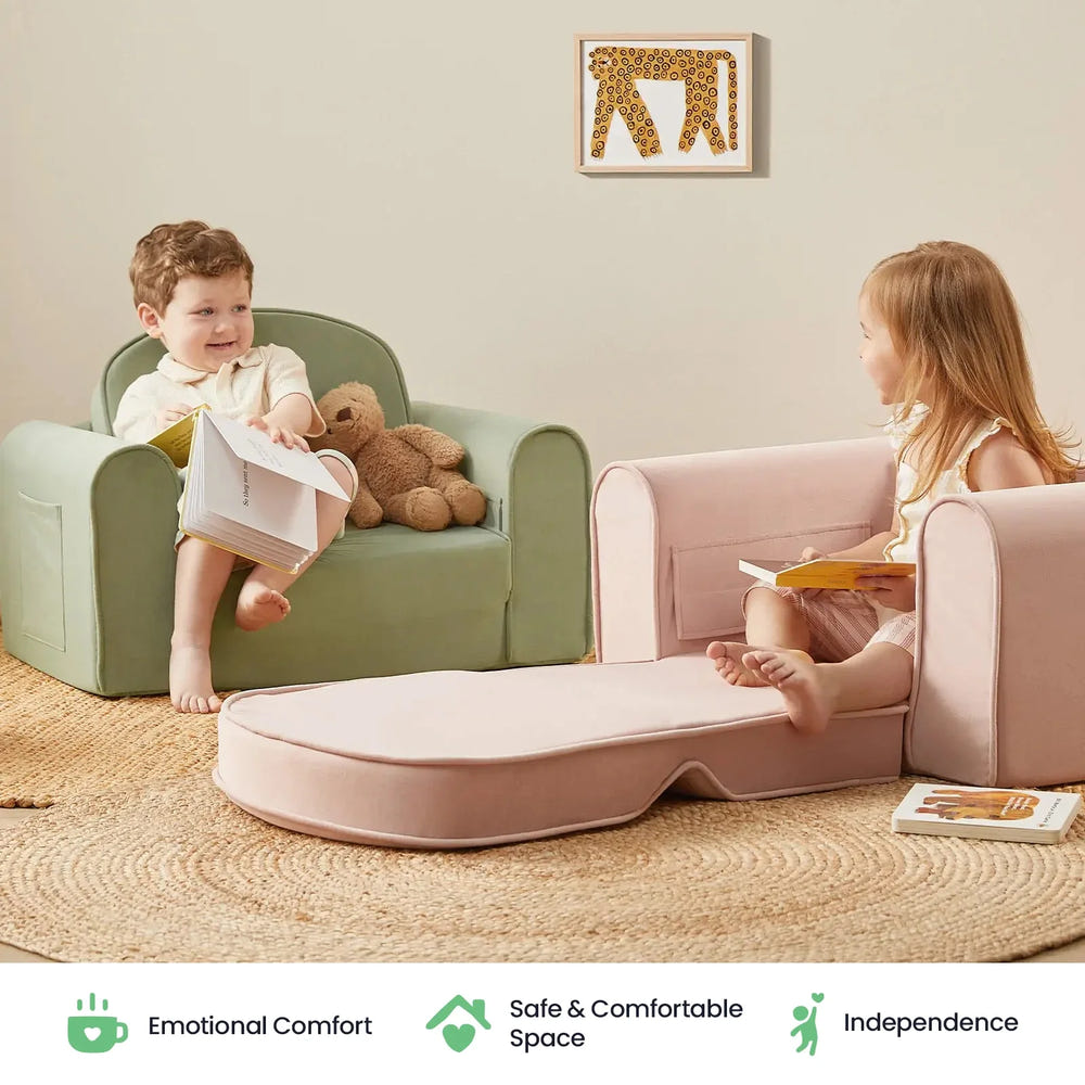 Tiny Land® GentleSnug Kid Chair in pink, perfect seating for toddlers and kids. Comfortable and stylish design.