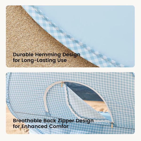 Tiny Land® One-Stop Beach Toy & Tent Set – Light Blue Gingham