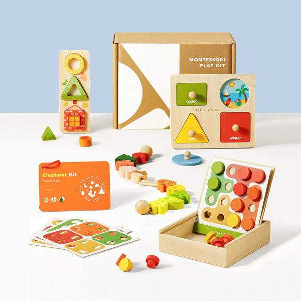 Tiny Land® Montessori Advanced Skills Baby Set for toddlers 13-24 months, showcasing engaging learning activities.