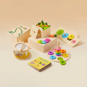 Tiny Land® Montessori Advanced Skills Baby Set for toddlers 13-24 months, showcasing engaging learning activities.
