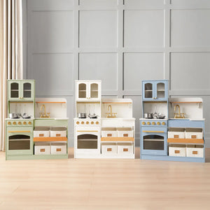 Tiny Land® Pretend Play Kitchen for Kids - Serenity Wooden Kitchen – Blue