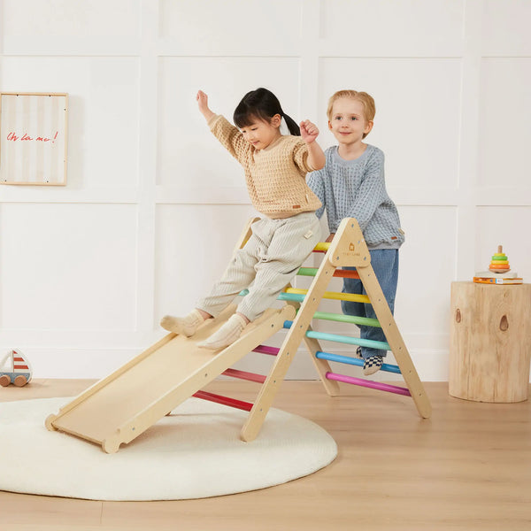 Tiny Land® 7-in-1 Rainbow Climbing Set with Thick Play Pad
