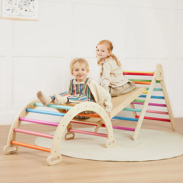 Tiny Land® 7-in-1 Rainbow Climbing Set with Thick Play Pad