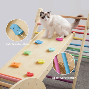 Tiny Land® 7-in-1 Rainbow Climbing Set with Thick Play Pad